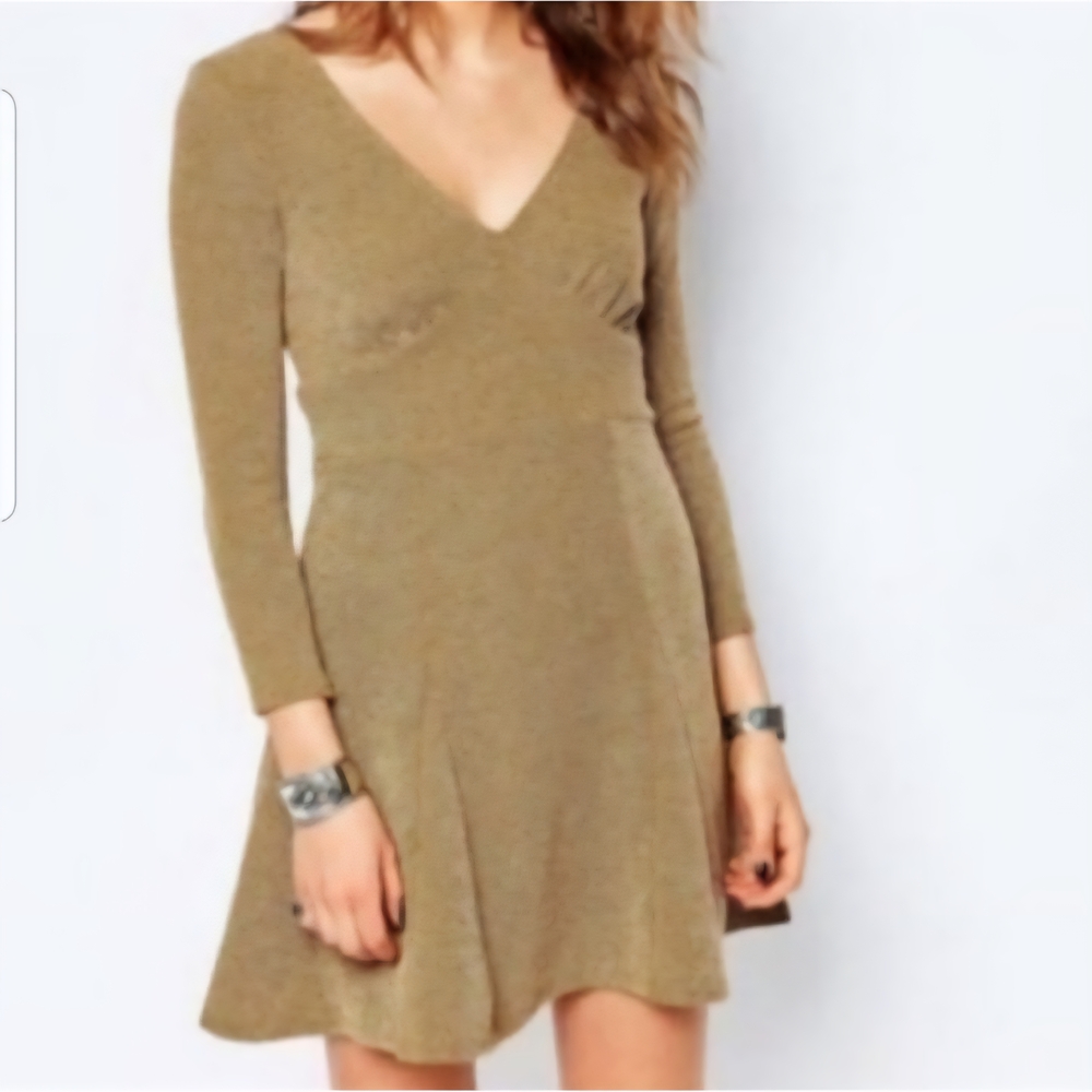 Free People Tan Long Sleeve Dress Size Small